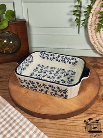 تصویر تابه مستطیل کوچک گل آبی 