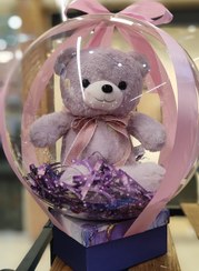 تصویر بوبالون سفارشی عروسکی کادویی - خرس تدی صورتی 