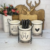 تصویر جاقاشقی رو میزی تکی بلک با استند فلزی و جنس سرامیک 