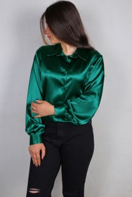 تصویر شومیز ساتن سبز 