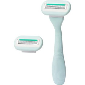 تصویر افکس تیغ اصلاح فلامینگو سبز 5 لبه تکی Afex Green Flamingo Derby 5 Blades Shaver 1n