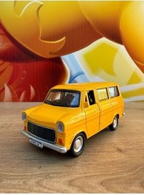 تصویر ماشین اسباب بازی TOY METAL SQUEEGEE AIR HORN مینی بوس فورد زرد قدیمی نوستالژیک با صدا و نور scntoys 
