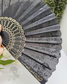 تصویر بادبزن پارچه ای مشکی - طرح 