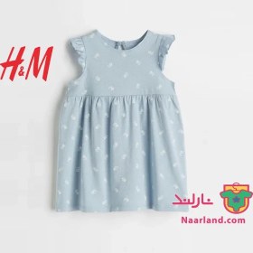 تصویر پیراهن نوزادی دخترانه اچ اند ام سوئد ( H&M ) آبی آسمانی طرح گل رز 