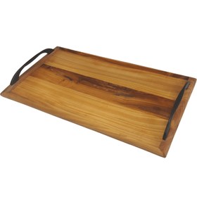 تصویر سینی چوبی دسته فلزی 