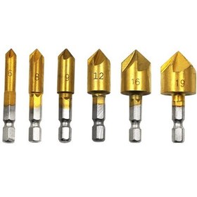 تصویر مته خزینه زن پخ دار 82 درجه روکش تیتانیومی پک 6 تایی 