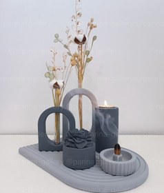 تصویر ست تزیینی و دکوری خانه | طوسی تیره و روشن 