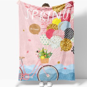 تصویر پتو پلی‌استر با طرح دوچرخه و بادکنک برند Erayshome برند eray home Erayshome Balloon Bicycle Pattern Printed Polar TV Blanket