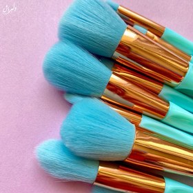 تصویر ست براش آرایشی مدل نئونی مجموعه 10 عددی Neon model makeup brush set, 10 pieces