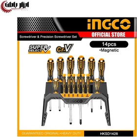 تصویر ست پیچ گوشتی 14 عددی اینکو Ingco HKSD1428 Ingco HKSD1428 Screwdriver Set 14 PCS