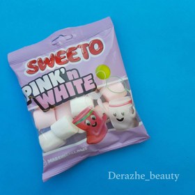 تصویر پاستیل مارش مالو سفید صورتی۶۰گرم سوییتو sweeto pink white 