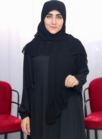 تصویر روسری کش دار حریر - مشکی 