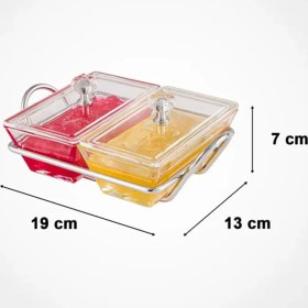 تصویر اردوخوری شیشه ای مستطیل دوخانه استنددار لیمون کد 2103 