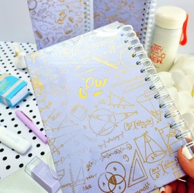 تصویر دفتر ریاضی جلد سخت ۱۰۰ برگ طلاکوب 