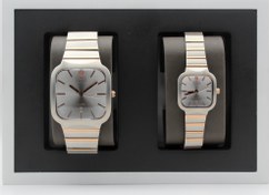 تصویر ست ساعت مچی عقربه‌ای کوارتز زنانه و مردانه کلاسیک کوبل مدل CB6232G CB6232L سیلور طلایی صفحه صدفی 