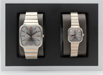 تصویر ست ساعت مچی عقربه‌ای کوارتز زنانه و مردانه کلاسیک کوبل مدل CB6232G CB6232L سیلور رزگلد صفحه صدفی 