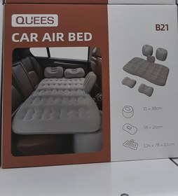 تصویر تخت بادی یا تشک بادی ماشینی به همراه پمپ باد فندکی B21 مناسب سفر، استراحت، فیلم دیدن و خلوت دونفره – قابل استفاده برای تمام خودروها QUEES B21 Car Air Mattress – Portable Inflatable Bed for Travel, Rest, Movie Nights & Couple Comfort – Fits All Cars