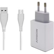 تصویر کلگی شارژر آرسون مدل AN-W3A به همراه کابل microusb Arson charger model AN-W3A