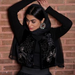 تصویر جلیقه گل برجسته مشکی 