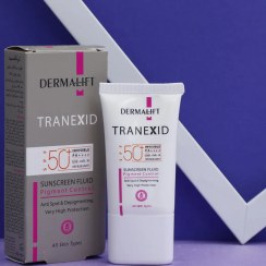 تصویر عمده فروشی فلوئید ضد آفتاب بی رنگ حاوی روشن کننده انواع پوست درمالیفت DERMALIFT SPF 50 کد 92308 