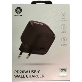 تصویر آداپتور تک پورت 20 وات تایپ سی گرین لاین Green Lion PD 20W USB-C Wall Charger مدل GNPD20EUWCBK 