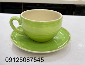 تصویر فنجان نعلبکی لته رنگی دوریکا طرح تکرنگ cup and saucer dorika