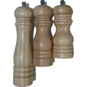 تصویر ست سه پارچه فلفل ساب بامبو با تیغه سرامیکی A Set Of Three Bamboo Pepper Grinding With Ceramic Blade