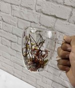تصویر ماگ پیرکس دوجداره طرح گل دار ۳۵۰ میل Pyrex Double Wall Glass Mug Floral Design 350ml