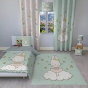 تصویر ست روتختی ، پرده و فرشینه طرح خرگوش و ابر و ستاره ( پس کرایه) 