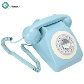 تصویر تلفن طرح قدیمی، تلفن رومیزی با شماره گیر چرخشی، تلفن سنتی و خاص و نوستالژی، وسیله کلیدی برای تزیین دکور منزل، مدل 8019 
