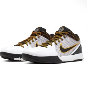 تصویر کفش بسکتبال نایکی کوبی ۴ رنگ سفید مشکی – Nike Kobe 4 