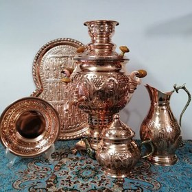 تصویر سرویس سماور زغالی مسی (کل تصویر) 