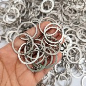 تصویر حلقه جاکلیدی تخت نقره ای 28میل (100عددی)(عمده و جزئی) 