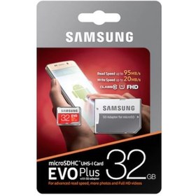 تصویر کارت حافظه microSDHC سامسونگ مدل Evo Plus کلاس 10 استاندارد UHS-I U1 سرعت 95MBps ظرفیت 32 گیگابایت ا Samsung Evo Plus UHS-I U1 Class 10 95MBps MicroSDHC 32GB Samsung Evo Plus UHS-I U1 Class 10 95MBps MicroSDHC 32GB