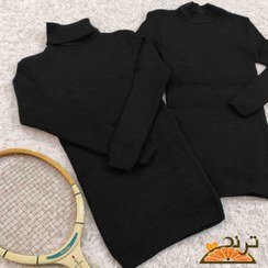 تصویر بافت زنانه یقه اسکی ذغالی 