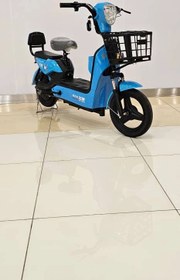 تصویر موتور سیکلت برقی دو‌نفره ( دوچرخه‌ برقی ) E.Bike مدل H1 رنگ آبی 