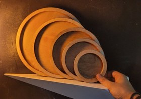 تصویر سینی سرو چوبی ۵ عددی طرح دایره 