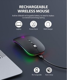 تصویر ماوس وایرلس قابل شارژ iTopschy iTopschy Wireless LED Mouse Silent Rechargeable Wireless Mouse (2.4G), Quiet Wireless Mice with USB Nano Receiver, RGB Computer Wireless Mouse for Laptop PC, MacBook, Mac OS/Windows/Android Black