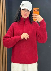 تصویر بلوز بافت نیم زیپ کد:2322 