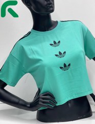 تصویر کراپ زنانه آدیداس سوپر نخ وارداتی آدیداس چاپی کد 6503 - سبز / L 