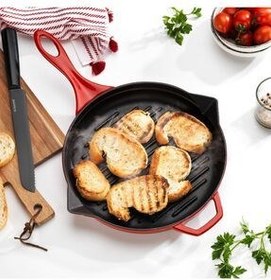 تصویر تابه GUSS CHEF CASTING ROUND GRILL PAN 28CM 1 PIECE RED Schafer 