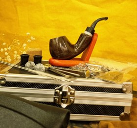 تصویر ست لوازم جانبی فندک چوبی قهوه ای 