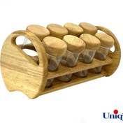 تصویر ست ادویه یونیک چوبی 8 عددی مدل UN-6139 Set of 8 unique wooden spices, model UN-6139