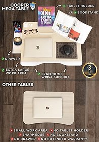 تصویر میز رومیزی فوق العاده بزرگ Cooper Mega Table Plus XXL برای تخت خواب | میز لپ تاپ، میز قابل حمل، تخت میز لپ تاپ، برای تخت، میز، لپ تاپ، تحریر، میز تخت کامپیوتر برای لپ تاپ | میز کف، میز کف - ارسال 20 روز کاری 