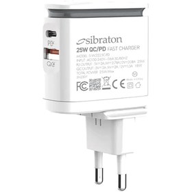 تصویر شارژر دیواری سیبراتون مدل S-W2225C-PD توان 25 وات Sibraton S-W2225C-PD Wall Charger