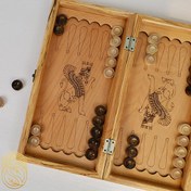 تصویر تخته نرد و شطرنج مسافرتی چوبی همراه با مهره sh425 