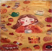 تصویر دستمال حوله ای آشپزخانه ۴عددی دختر پاییز 
