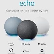 تصویر بلندگوی Echo نسل چهارم با قابلیت اتصال به دستیار خانگی دیجیتال Alexa رنگ ذغالی Amazon Echo (newest model), With premium sound, smart home hub, and Alexa, Charcoal