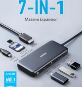 تصویر هاب 7 پورت انکر مدل Anker USB C Hub, 341 USB-C Hub (7-in-1) with 4K HDMI, 100W A83460A2 با گارانتی 18 ماهه شرکتی 