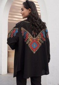 تصویر شومیز رگلان نخی مشکی 